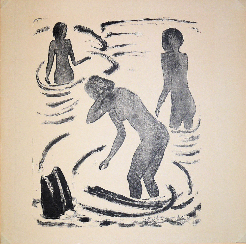 0138Erich Heckel, Badende Mädchen, Lithographie von 1957 K&K