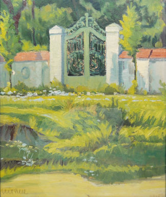 0360-Julius Edmond Robert Nitsche, "Das Tor von Lola Montez (Dachau)", Ölgemälde, im Prachtrahmen