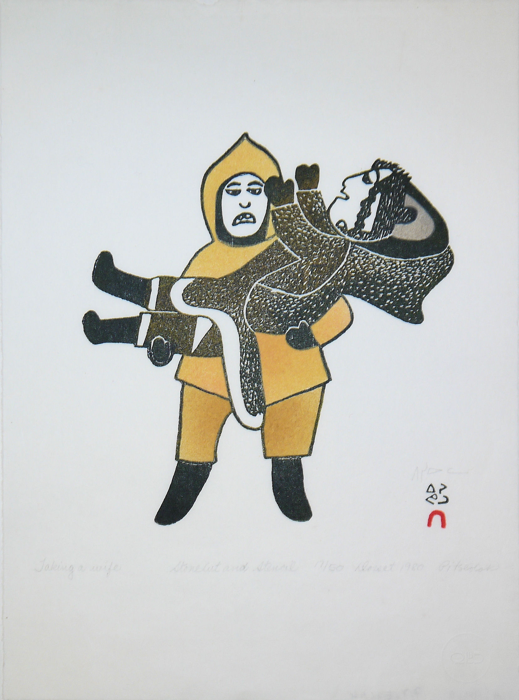 0175-5 x Inuit Kunst: Kenojuak Ashevak, Solomon Karpik, 3 x Ashona Pitseolak, in schöner Sammelmappe - Image 4