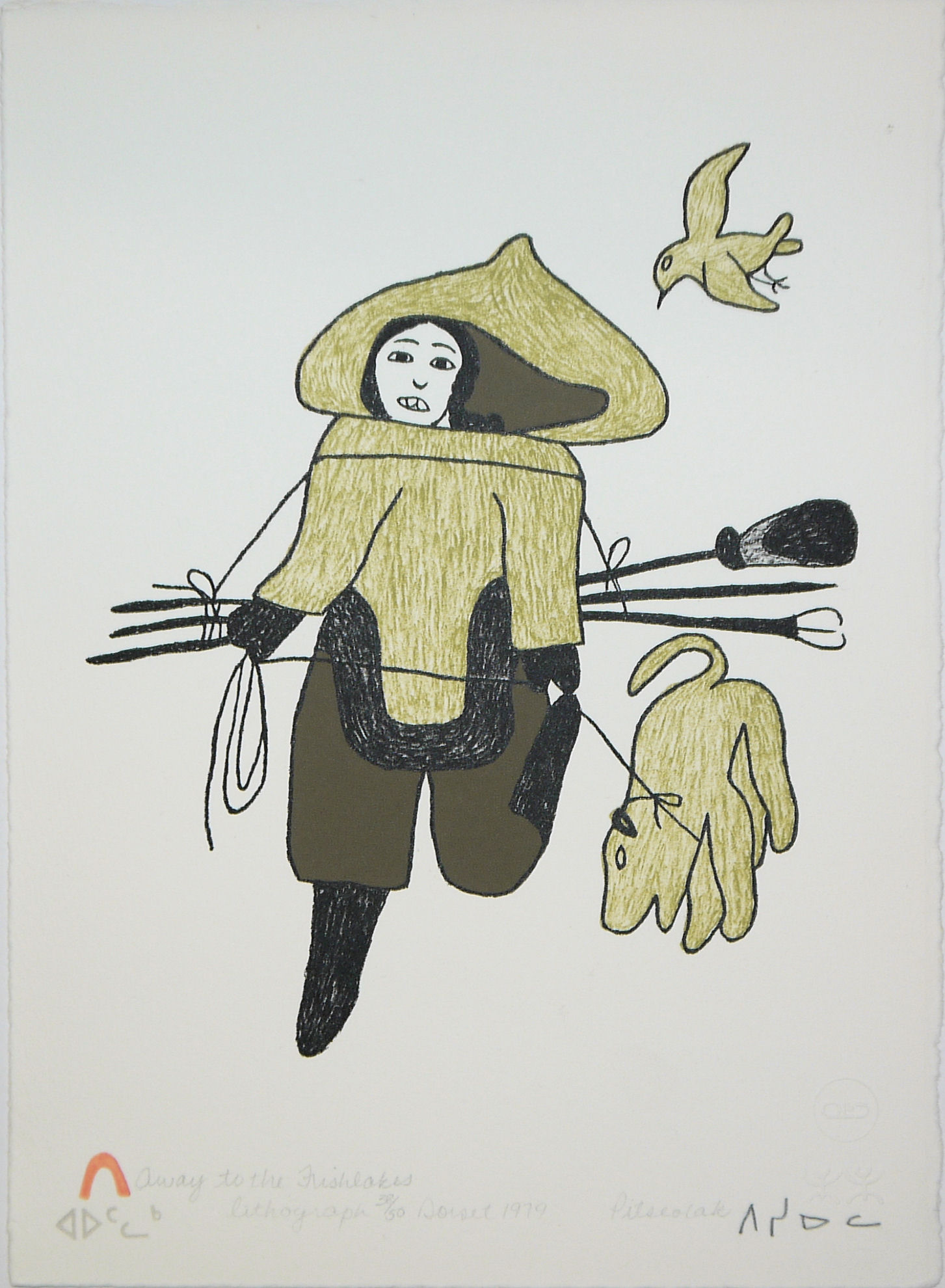 0175-5 x Inuit Kunst: Kenojuak Ashevak, Solomon Karpik, 3 x Ashona Pitseolak, in schöner Sammelmappe - Image 5