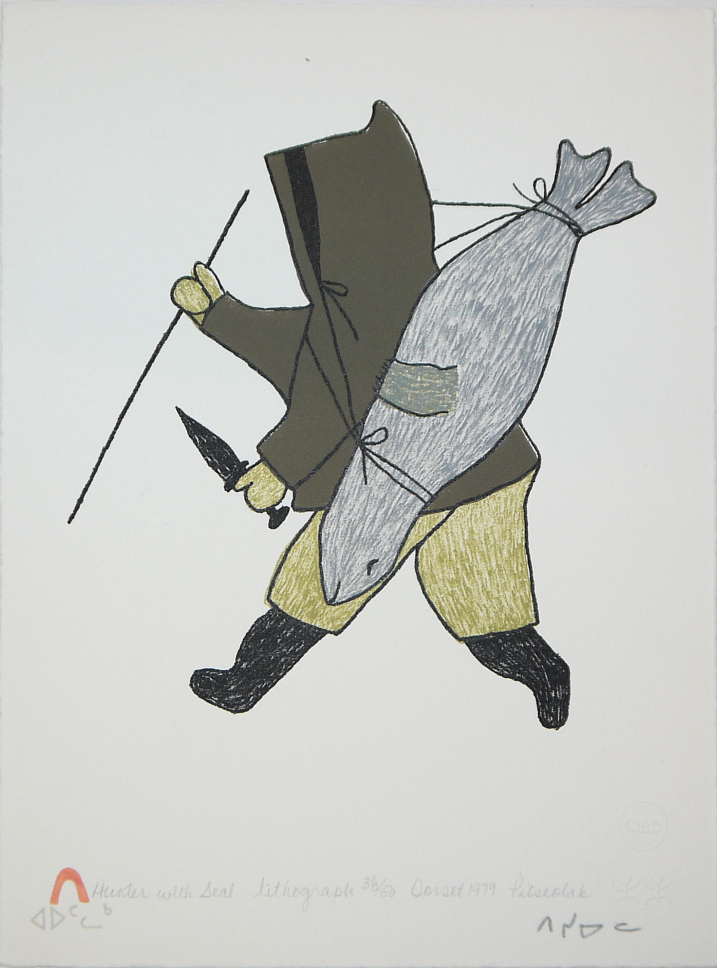 0175-5 x Inuit Kunst: Kenojuak Ashevak, Solomon Karpik, 3 x Ashona Pitseolak, in schöner Sammelmappe - Image 2