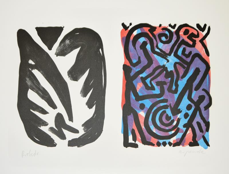 0150-AR Penck, Abstrakte Kompositionen, zwei Lithographien auf einem