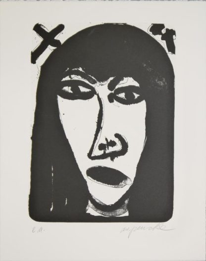 0148-AR Penck, Portrait einer Frau, sign. Lithographie von 1991, o
