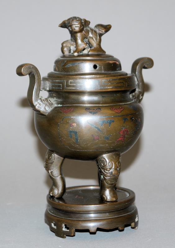 0992-Bronze-Räuchergefäß mit Metalleinlagen, Vietnam, Anfang 20. Jh