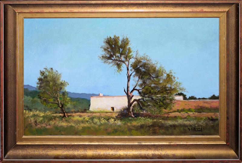 0084Henri Durand, Sommerlandschaft auf Ölgemälde, gerahmt, um