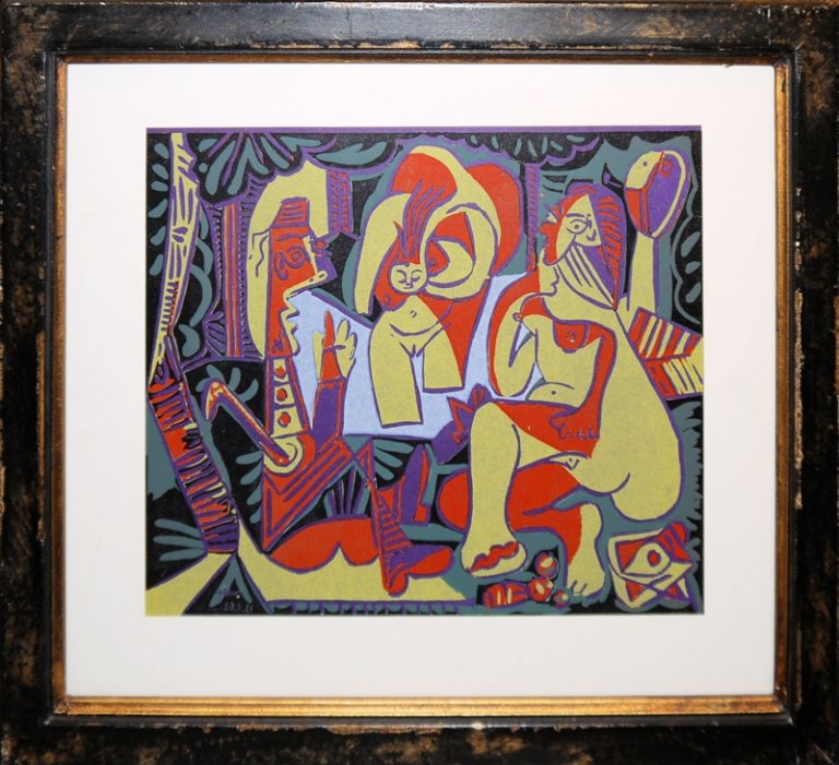 0195-Pablo Picasso, Frühstück im Freien, Linolschnitt, 1962, gerahmt