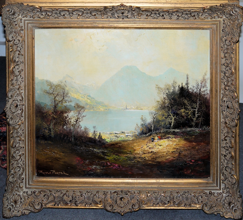 0362 Anselm Prester Tegernsee Blick Auf Rottach Egern Und Wallberg Olgemalde Prachtstuckrahmen K K Auktionen In Heidelberg