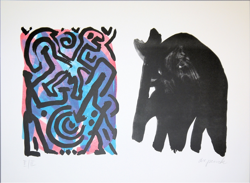0197-A.R. Penck, Gegenstücke, 2 Lithographien auf einem Blatt, sign., o