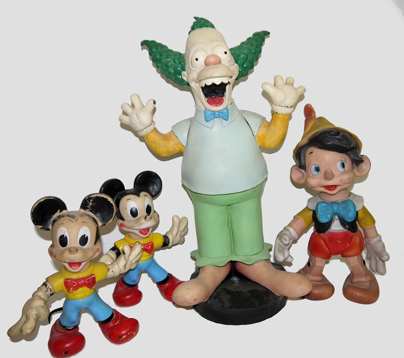 0691 Micky Maus Pinocchio Krusty 4 Alte Weichgummi Kunststoff Figuren Walt Disney Productions Um 1960 1999 K K Auktionen In Heidelberg