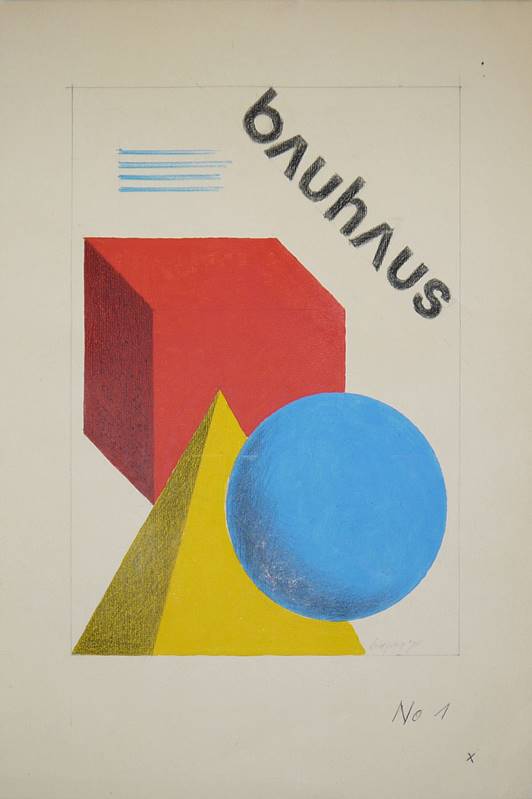 Herbert Bayer, Studie zur Bauhausausstellung, “bauhaus”, Gouache von 1971