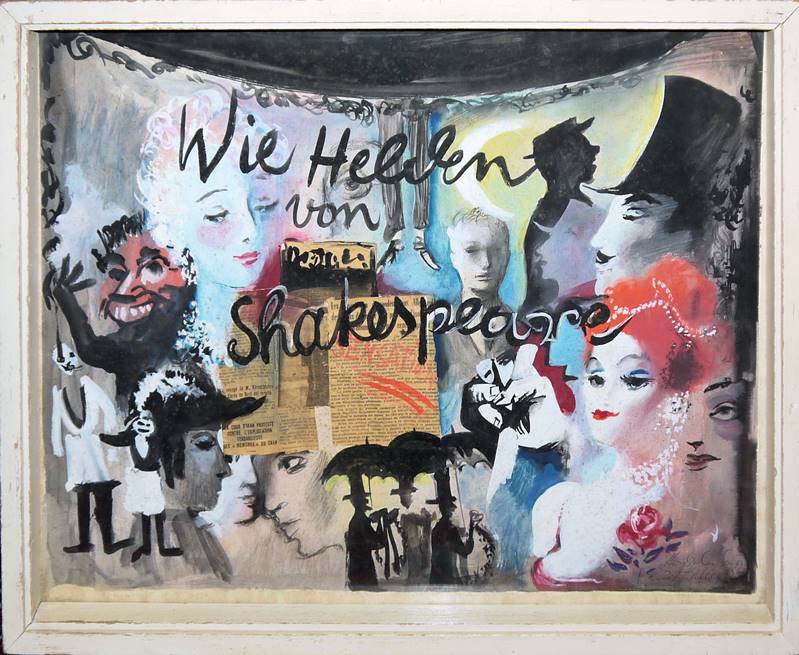 Kurt Haller, “Wie Helden von Shakespeare”, Mischtechnik von 1960, gerahmt