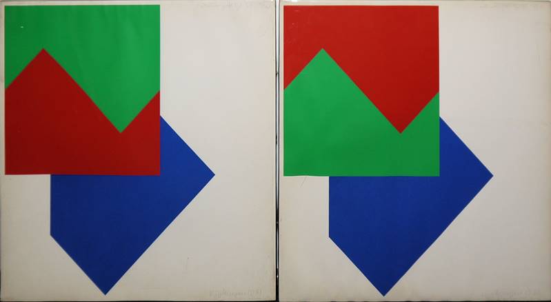Heijo Hangen, “Ordnungsfolge 52”, vier Farbserigrafien von 1971, in...