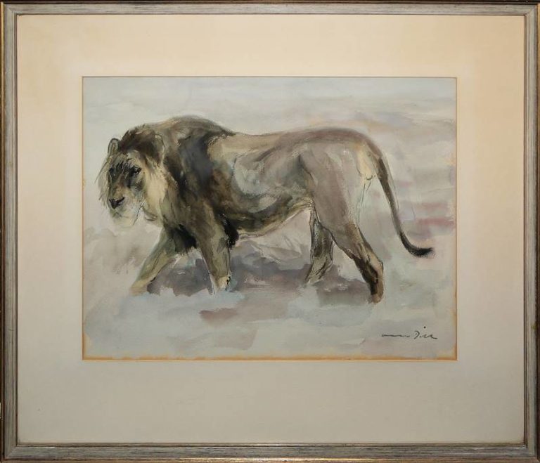 0050Otto Dill, Löwe, Aquarell, gerahmt K&K Auktionen in Heidelberg