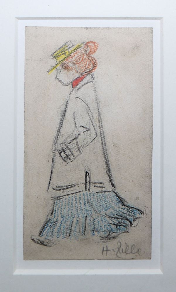 0504-Heinrich Zille, Junge Dame in Sonntagskleidung, Farbstiftzeichnung, sign., galeriegerahmt, mit Zertifikat von 1997 - Image 2