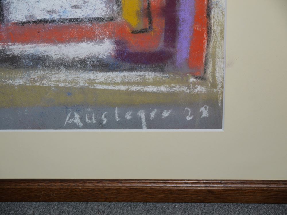 0017-Rudolf Ausleger, Geometrisch-kubische Komposition, Pastell von 1928, unter P.partout gerahmt - Image 2