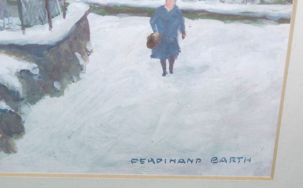 0022-Ferdinand Barth, Winterliches Dorf, Ölgemälde gerahmt - Image 2