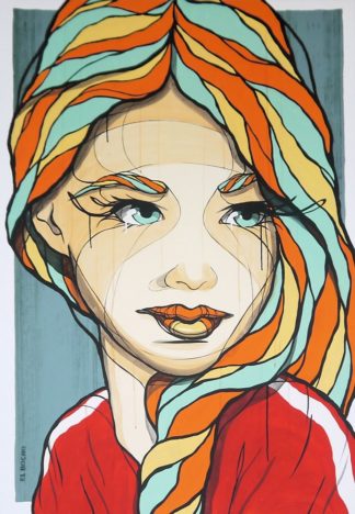 0032-El Bocho, "Girl With Red Jacket", signierter Fine Art Print