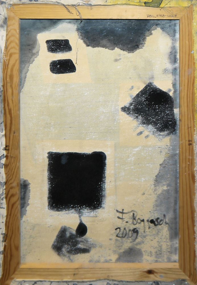 0033-Frauke Boggasch, Abstrakte Kompositionen, 2 Ölgemälde sowie eine Zeichnung rückseitig, 2009 - Image 2