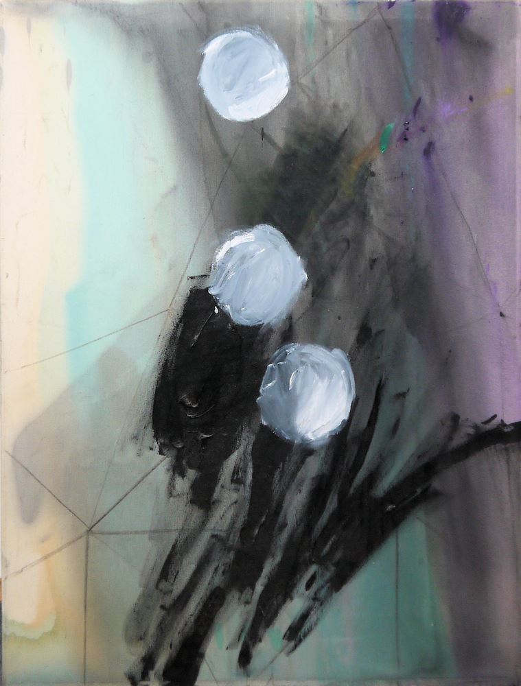 0033-Frauke Boggasch, Abstrakte Kompositionen, 2 Ölgemälde sowie eine Zeichnung rückseitig, 2009 - Image 3