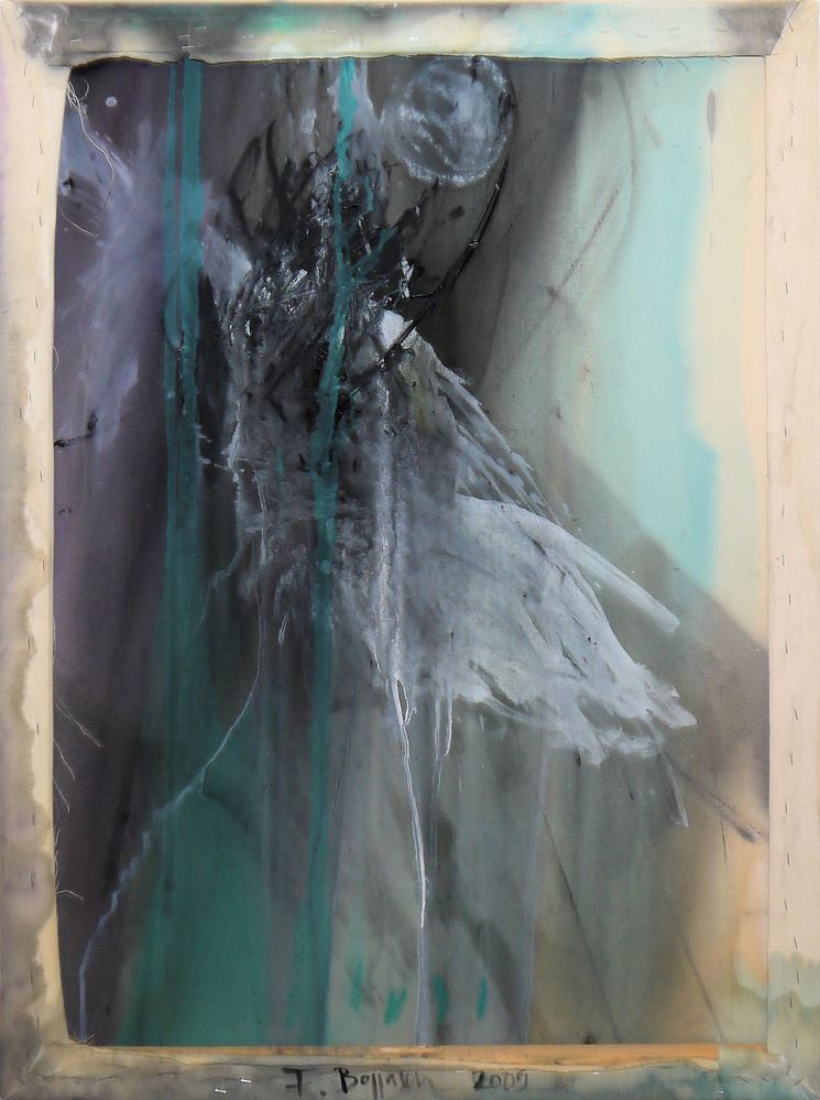 0033-Frauke Boggasch, Abstrakte Kompositionen, 2 Ölgemälde sowie eine Zeichnung rückseitig, 2009 - Image 4