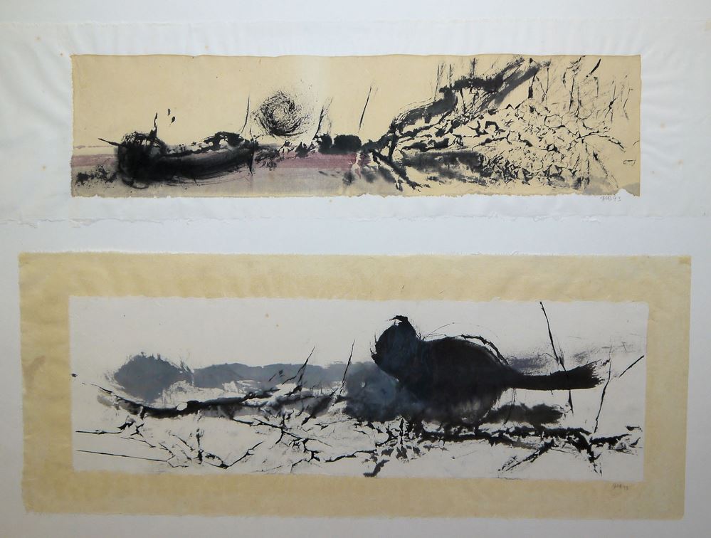 0034-René Böll, 2 Kompositionen, Tusche/Aquarell von 1993, gerahmt - Image 2