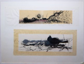 0034-René Böll, 2 Kompositionen, Tusche/Aquarell von 1993, gerahmt