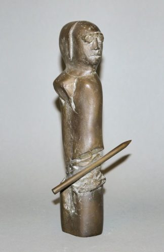 0044-Lutz Brockhaus, Herme mit Stift, Bronzeplastik von 1984