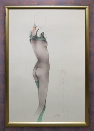 0049-Bruno Bruni und Monogrammist, 2 Frauenakte, Farblithographie und Zeichnung, gerahmt