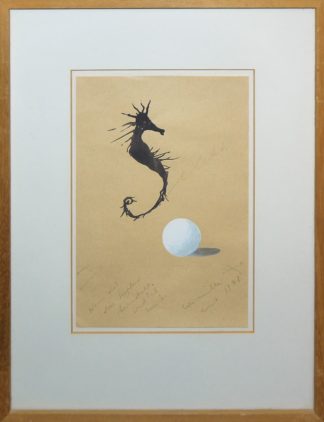 0060-Ernst Caramelle, Seepferdchen, signierte Mischtechnik von 1978, gerahmt