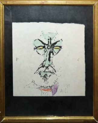 0061-Alois Carigiet, Selbstporträt, signierte Farblithographie von 1973, gerahmt