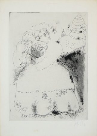 0066-Marc Chagall, Madame Korobotchka, signierte Aquatinta-Radierung aus: Les Âmes mortes 1923-48