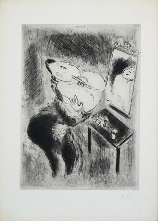 0068-Marc Chagall, Tchitchikov se Rase, signierte Aquatinta-Radierung aus: Les Âmes mortes 1923-48