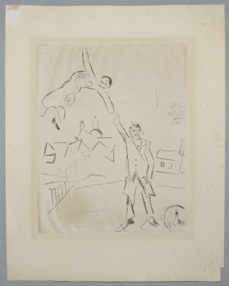 0071-Marc Chagall, "Der Spaziergang II" oder auch "Selbstbildnis mit Frau", Radierung 1922/23 aus der 4. Mappe der Bauhaus Drucke
