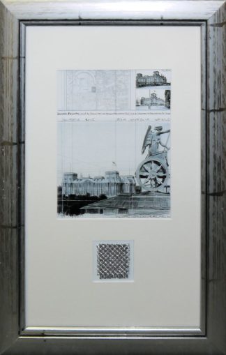 0074-Christo und Jeanne-Claude, "Wrapped Reichstag", Offset mit Original-Gewebestück, gerahmt