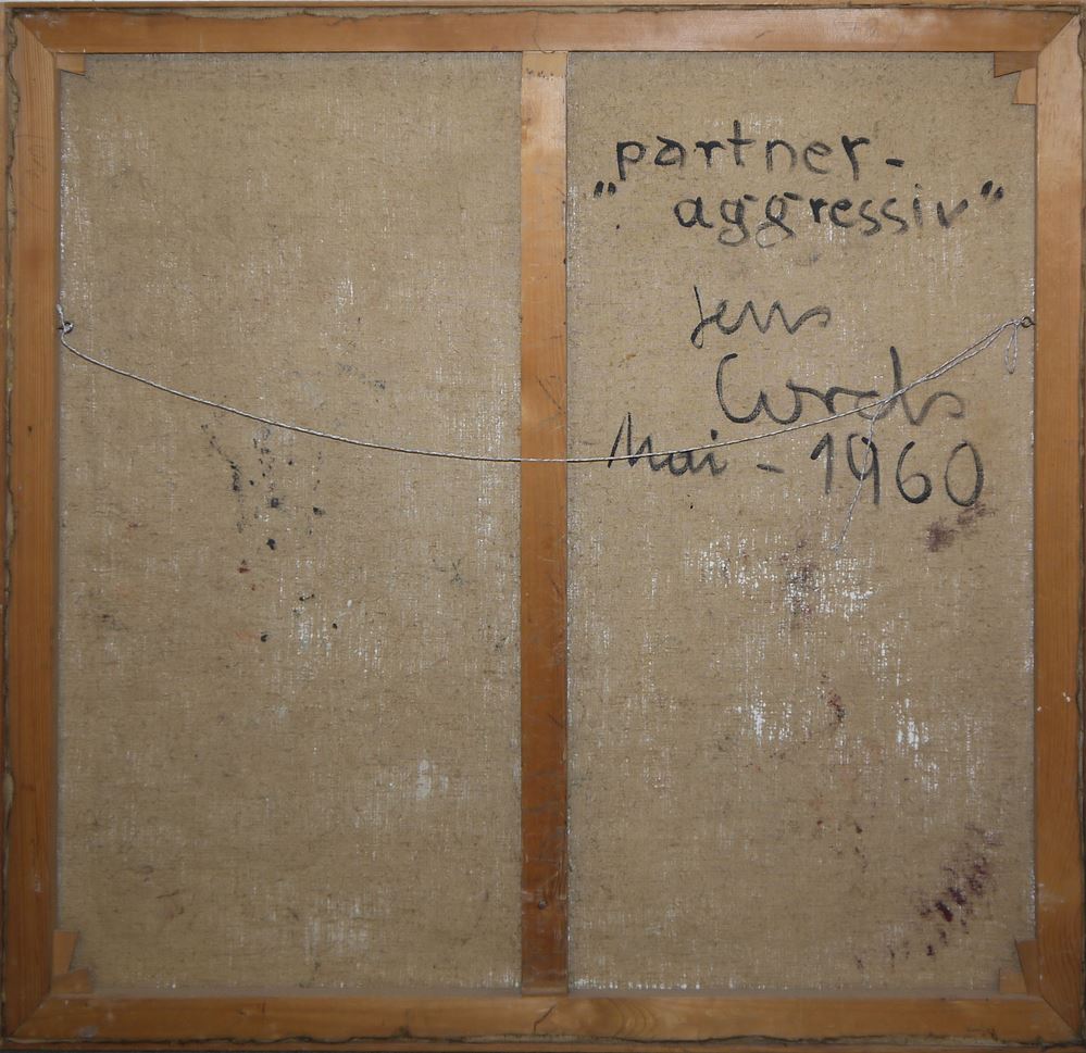 0080-Jens Cords, "Partner - aggressiv", großes Ölgemälde von 1960, gerahmt - Image 3