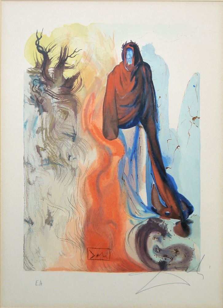 0087-Salvador Dalí, Die Erscheinung des Dis, Königs der Hölle, aus Dantes Göttliche Komödie, signierter Farbholzschnitt, galeriegerahmt - Image 2