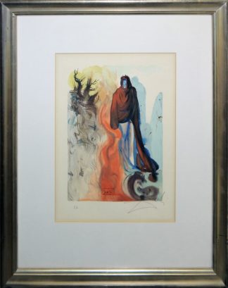 0087-Salvador Dalí, Die Erscheinung des Dis, Königs der Hölle, aus Dantes Göttliche Komödie, signierter Farbholzschnitt, galeriegerahmt
