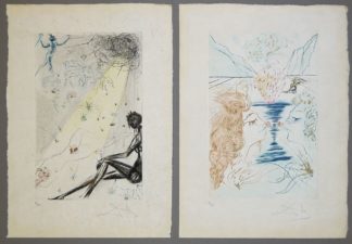 0091-Salvador Dali, 5 sign. Farbradierungen mit Pochoir und Goldauflage, aus "Das Hohe Lied des Salomon", 1971