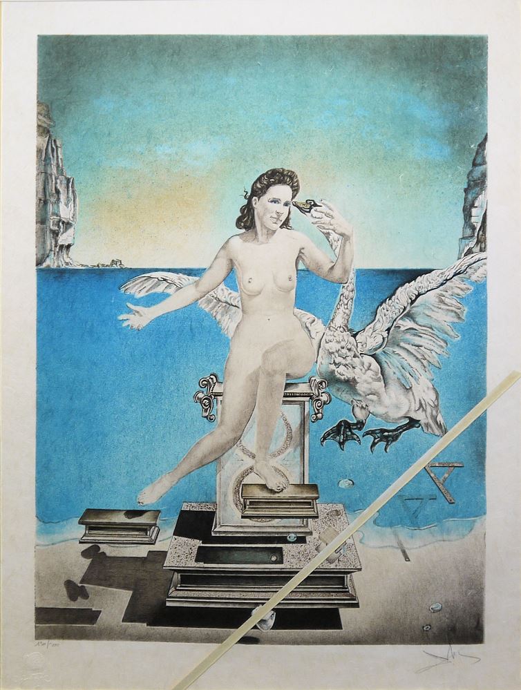 0093-Salvador Dalí, Atomic Leda, signierte Farblithographie, galeriegerahmt – Bild 2
