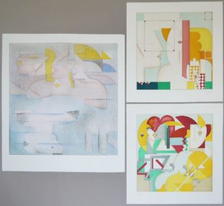 0105-Adam Lude Döring, Abstrakt-geometrische Kompositionen, 3 signierte Farblithographien von 1989/96