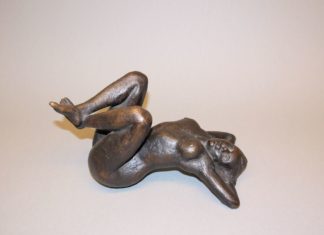 0108-Heinrich Drake, Liegender Akt, Bronzeplastik