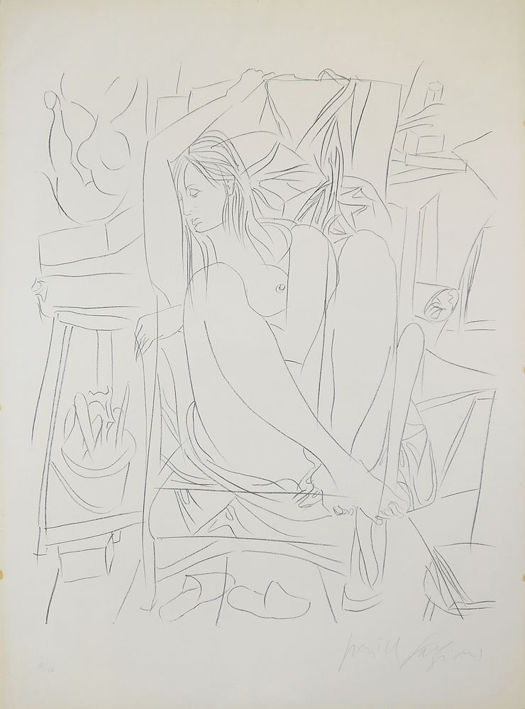 0122-Pericle Fazzini, Sammlungs- Nachlass mit 9 großen Zeichnungen sowie 9 Radierungen & 2 Lithographien, meist 1960er Jahre, meist sign. (Selbstbesichtigung empfohlen) – Bild 3