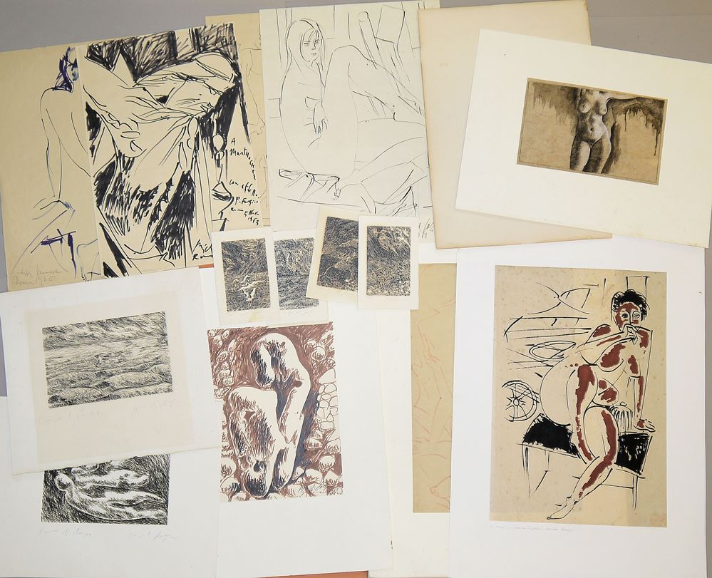 0122-Pericle Fazzini, Sammlungs- Nachlass mit 9 großen Zeichnungen sowie 9 Radierungen & 2 Lithographien, meist 1960er Jahre, meist sign. (Selbstbesichtigung empfohlen) – Bild 5