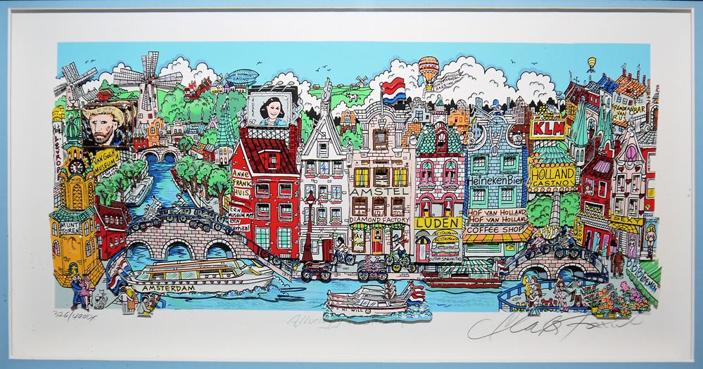 0123-Charles Fazzino, "Alluringly Amsterdam", signierte 3-D Arbeit, gerahmt – Bild 3