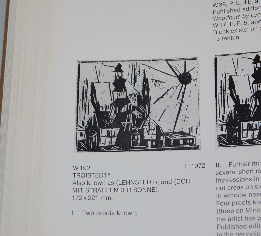 0125-Lyonel Feininger, "Troistedt" (Lehnstedt), Holzschnitt 1919, mit WVZ "Lyonel Feininger - Das graphische Werk", darin Abb. des Blattes – Bild 4