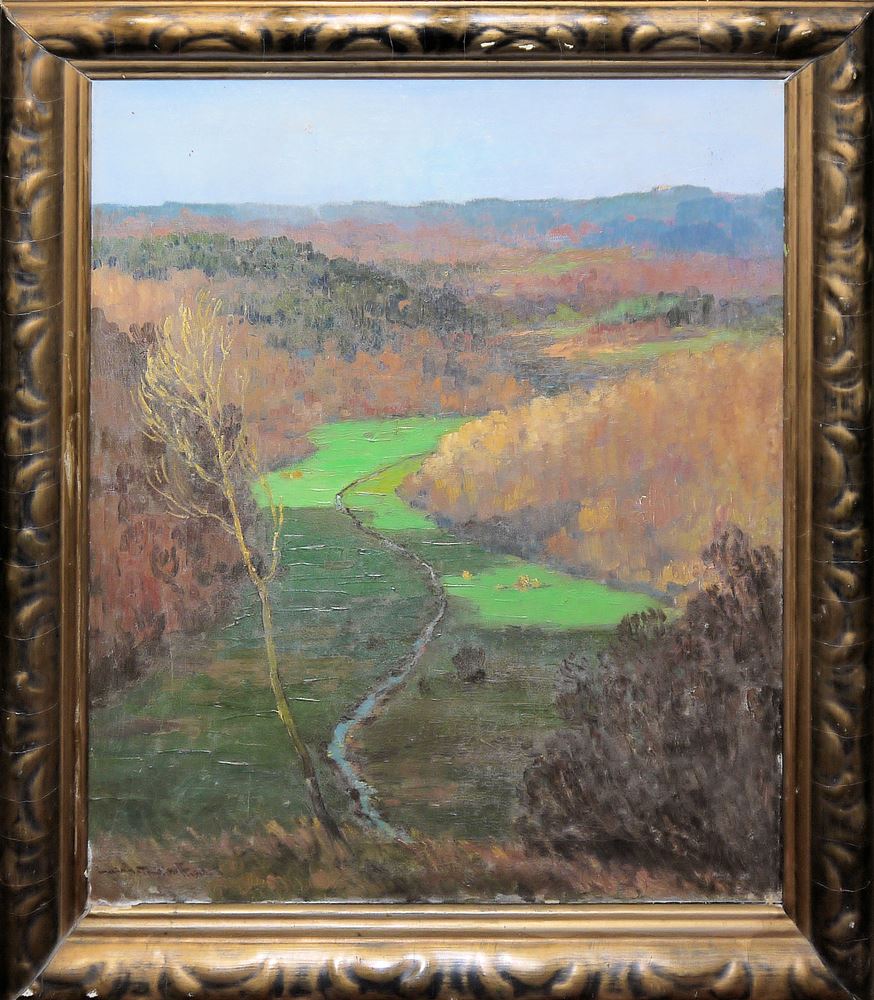 0129-Hans Franke, Sammlungsnachlass mit drei Ölgemälden und zwei Aquarellen, Landschaften- Schwarzwald und Rheingau, gerahmt – Bild 2
