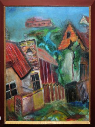 0133-Frank Frygies, Häuser in "Óbuda" (Stadtteil von Budapest), Ölgemälde von 1938