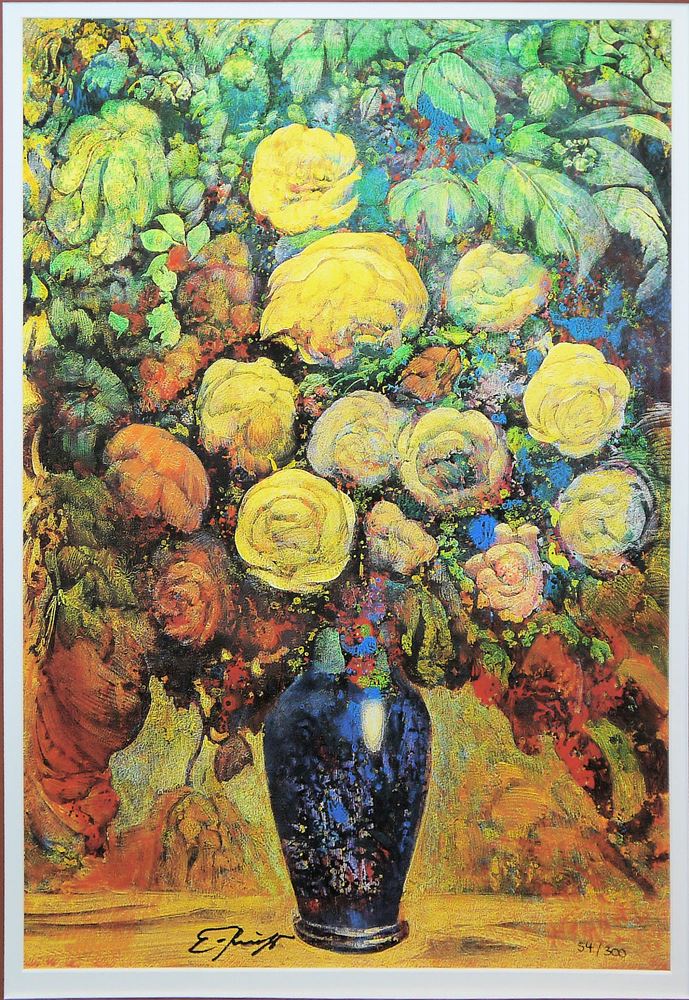 0137-Ernst Fuchs, Zwei Blumenstillleben, sign. Giclee, 1x gerahmt – Bild 2