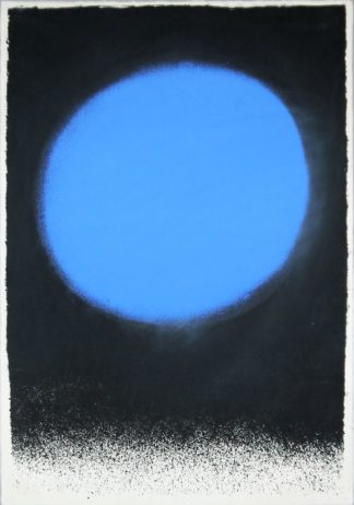 0140-Rupprecht Geiger, Blauer Kreis auf Schwarz, signierte Serigraphie mit Pastell von 1962