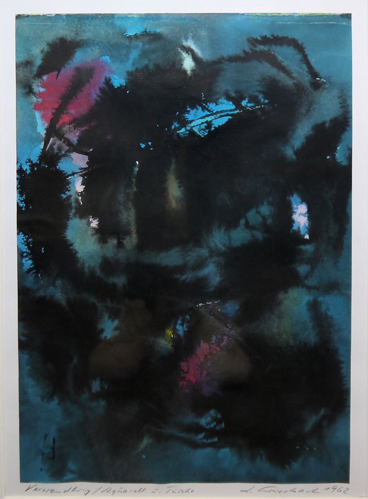 0159-Lothar Griesbach, 3er Serie "Verwandlung", "Nocturn" und "Strukturen", 3 Aquarelle von 1962, gerahmt - Image 2
